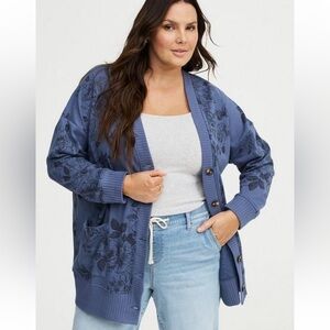 NWOT Torrid Blue Boyfriend Cardigan